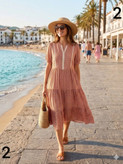 سارافن زنانه نخی یقه گیپوری وارداتی