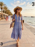 سارافن زنانه نخی یقه گیپوری وارداتی